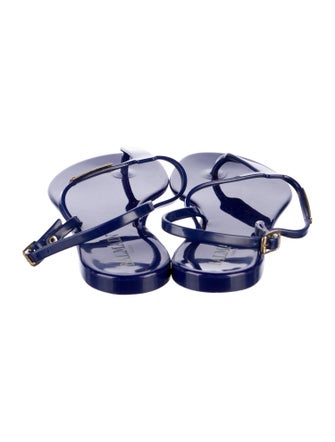 Balmain Rubber T-Strap Sandals