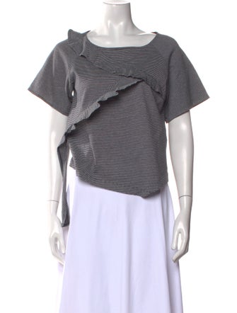 Balmain Striped Bateau Neckline Top