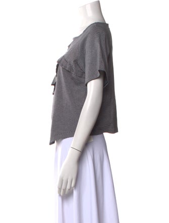 Balmain Striped Bateau Neckline Top