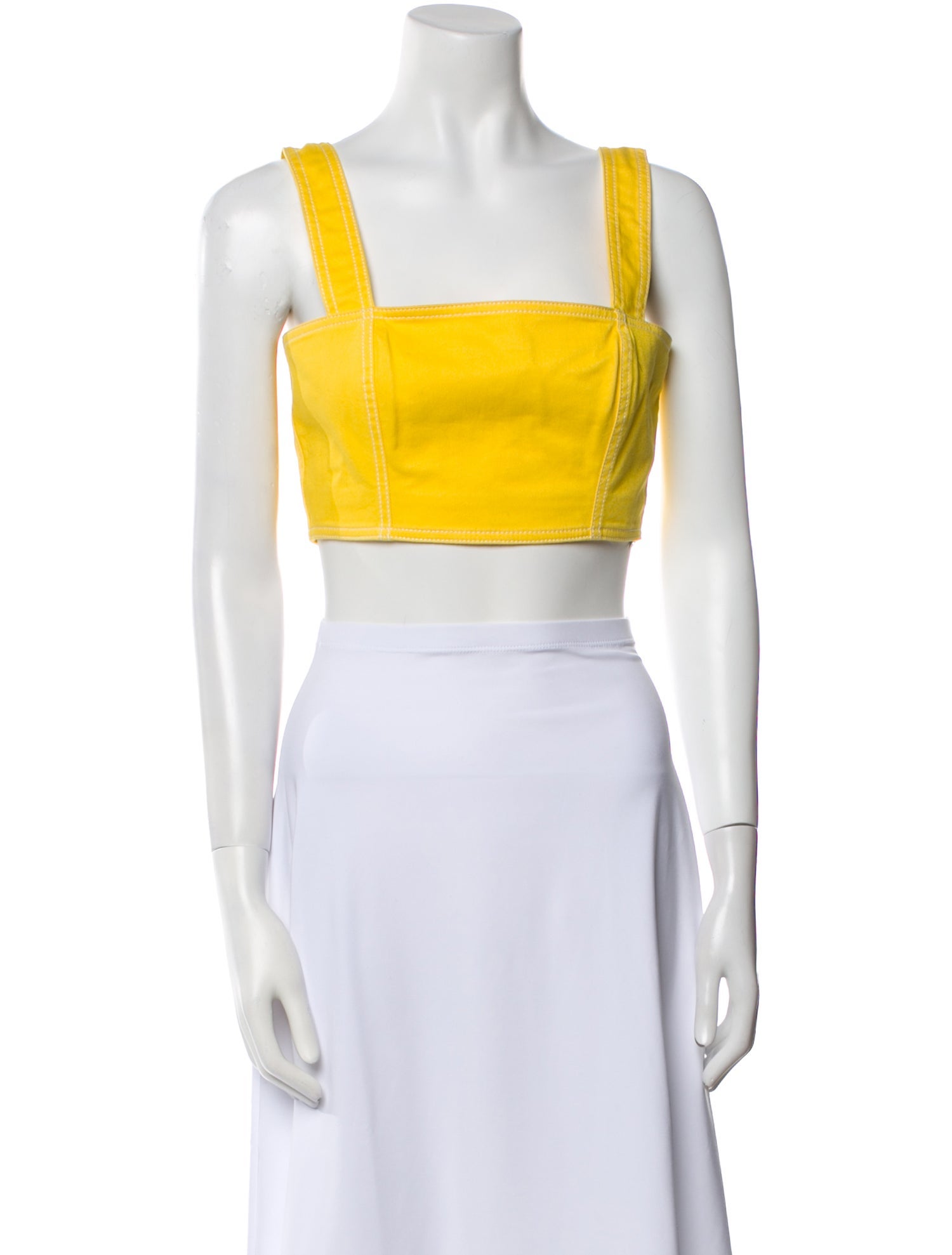 Balmain Square Neckline Sleeveless Crop Top