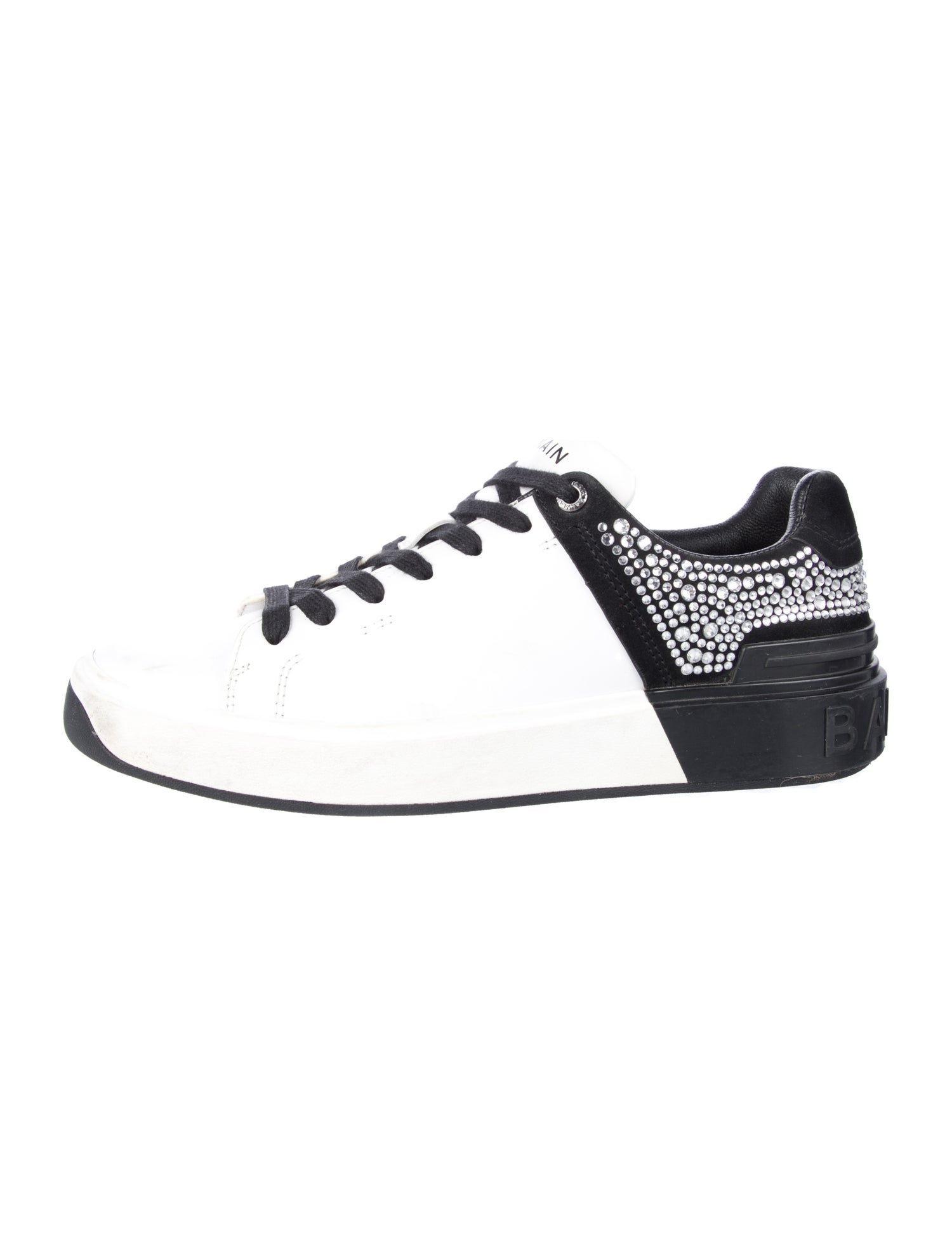 Balmain Leather Colorblock Pattern Sneakers