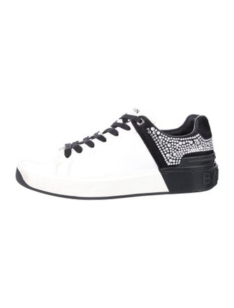 Balmain Leather Colorblock Pattern Sneakers