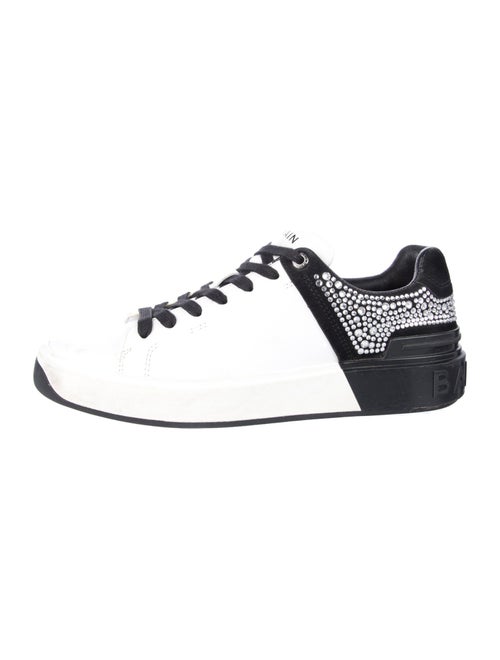 Balmain Leather Colorblock Pattern Sneakers