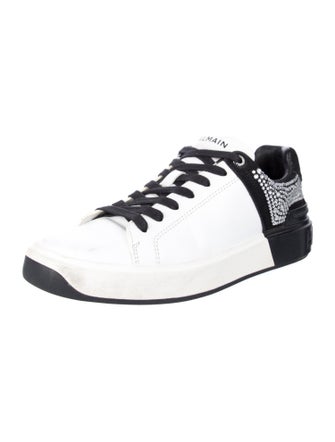 Balmain Leather Colorblock Pattern Sneakers