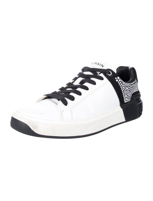 Balmain Leather Colorblock Pattern Sneakers