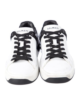 Balmain Leather Colorblock Pattern Sneakers