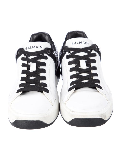 Balmain Leather Colorblock Pattern Sneakers