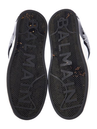 Balmain Leather Colorblock Pattern Sneakers
