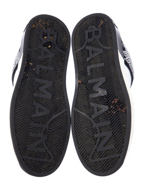 Balmain Leather Colorblock Pattern Sneakers