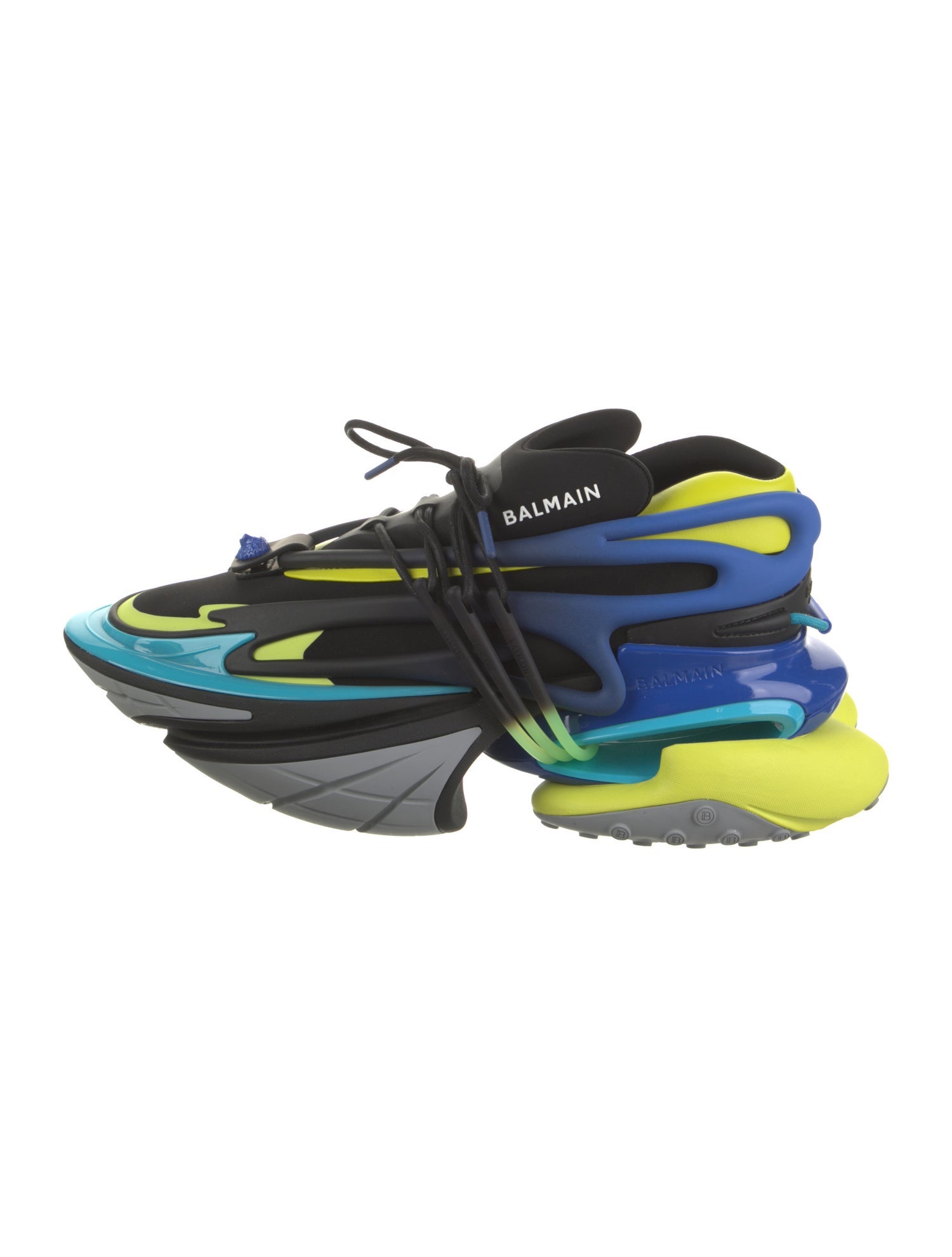 Balmain Neoprene Colorblock Pattern Sneakers