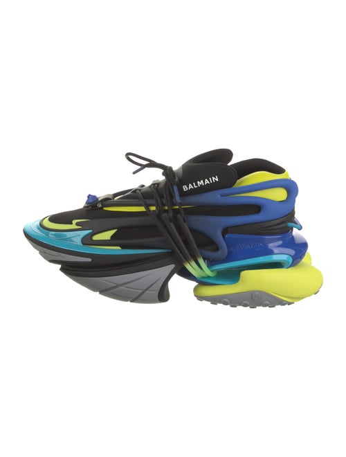 Balmain Neoprene Colorblock Pattern Sneakers