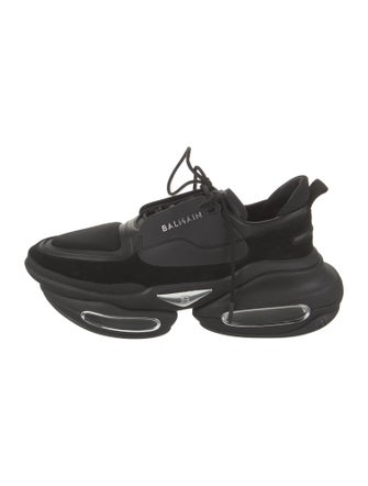 Balmain Suede Leather Trim Embellishment Sneakers