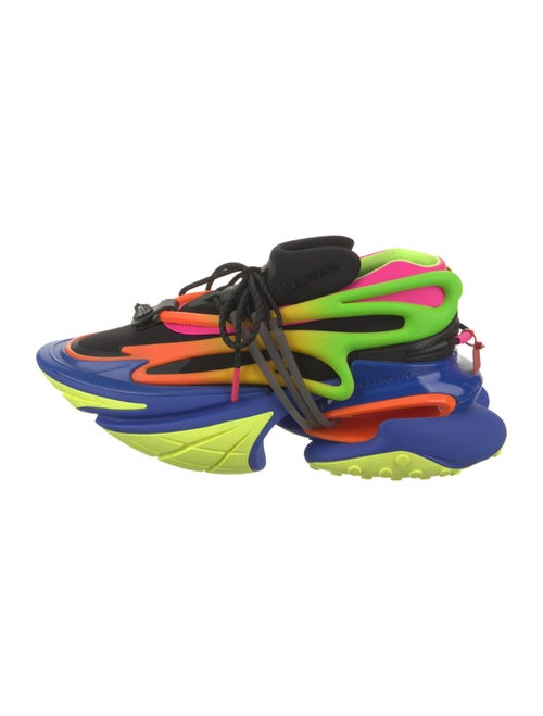Balmain Neoprene Colorblock Pattern Sneakers