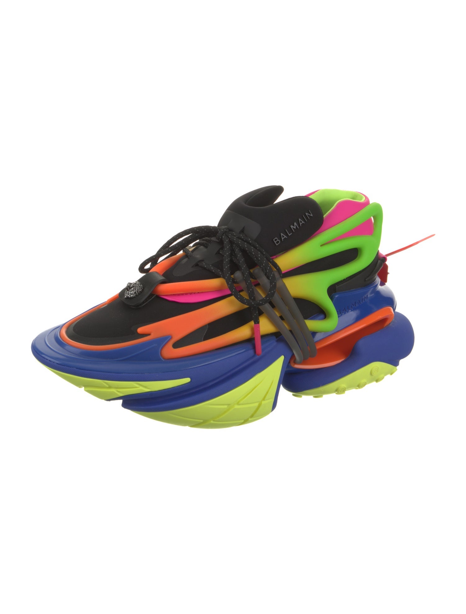 Balmain Neoprene Colorblock Pattern Sneakers