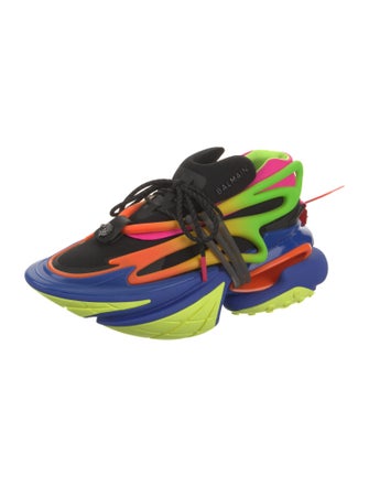 Balmain Neoprene Colorblock Pattern Sneakers