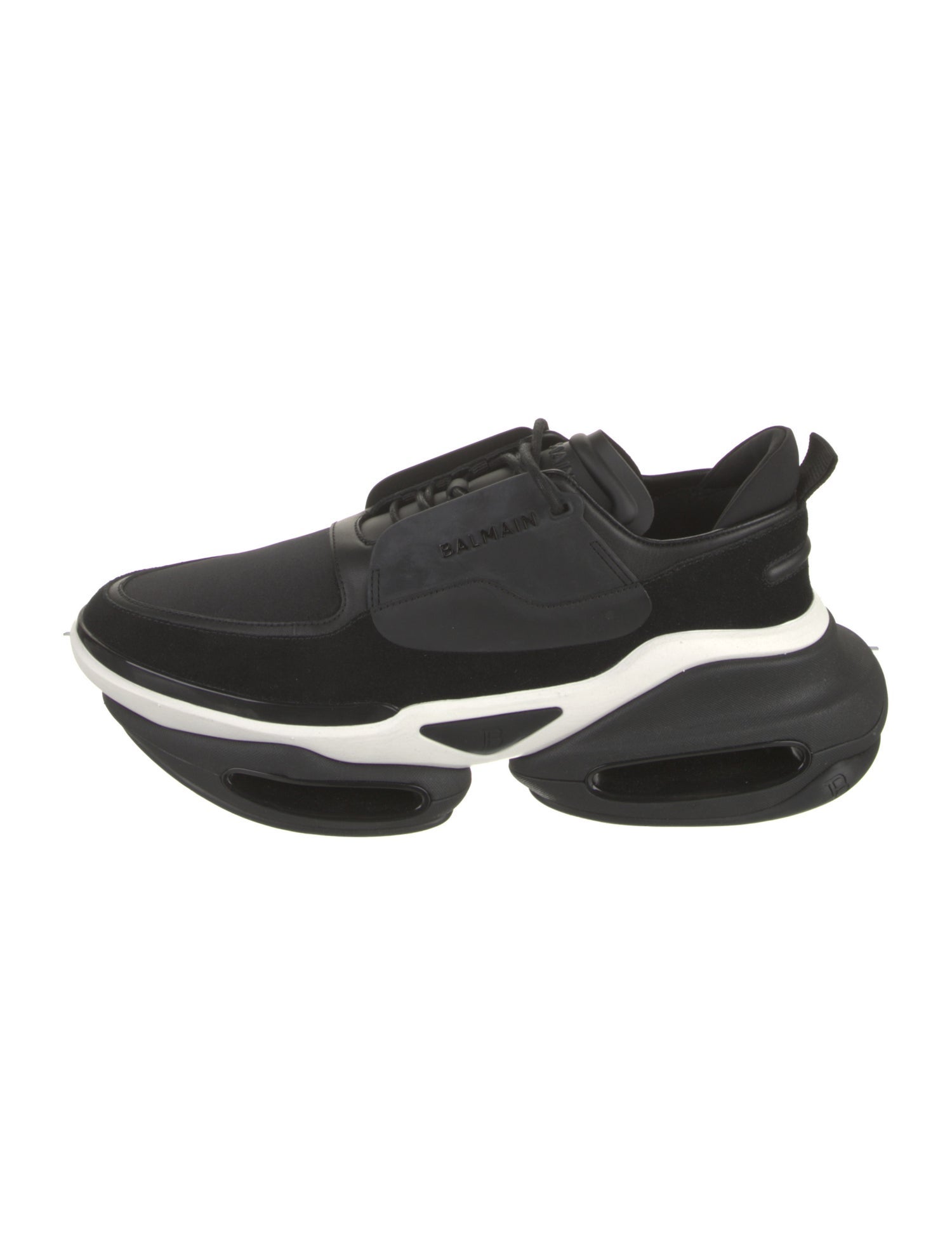 Balmain Suede Leather Trim Embellishment Sneakers