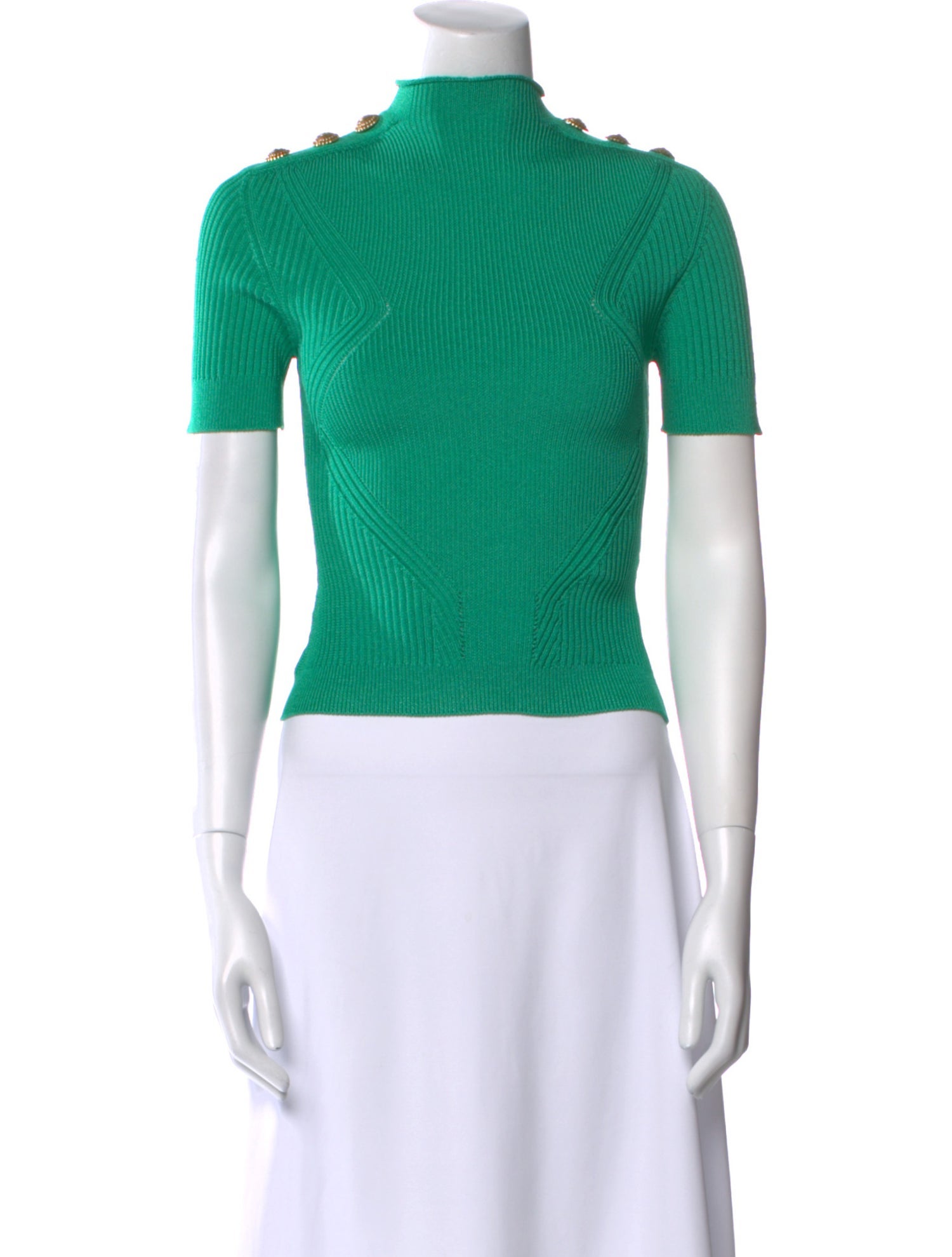 Balmain Mock Neck Short Sleeve Crop Top w/ Tags