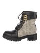 Balmain Monogram Pattern Leather Combat Boots