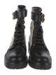 Balmain Monogram Pattern Leather Combat Boots