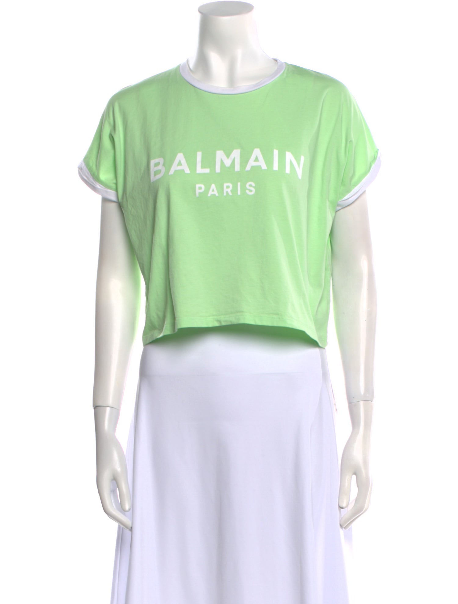 Balmain Graphic Print Crew Neck Crop Top