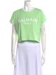 Balmain Graphic Print Crew Neck Crop Top