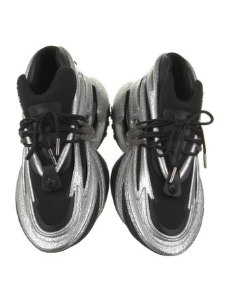 Balmain Leather Colorblock Pattern Sneakers