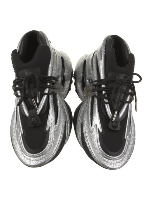 Balmain Leather Colorblock Pattern Sneakers