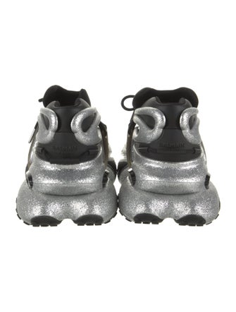 Balmain Leather Colorblock Pattern Sneakers