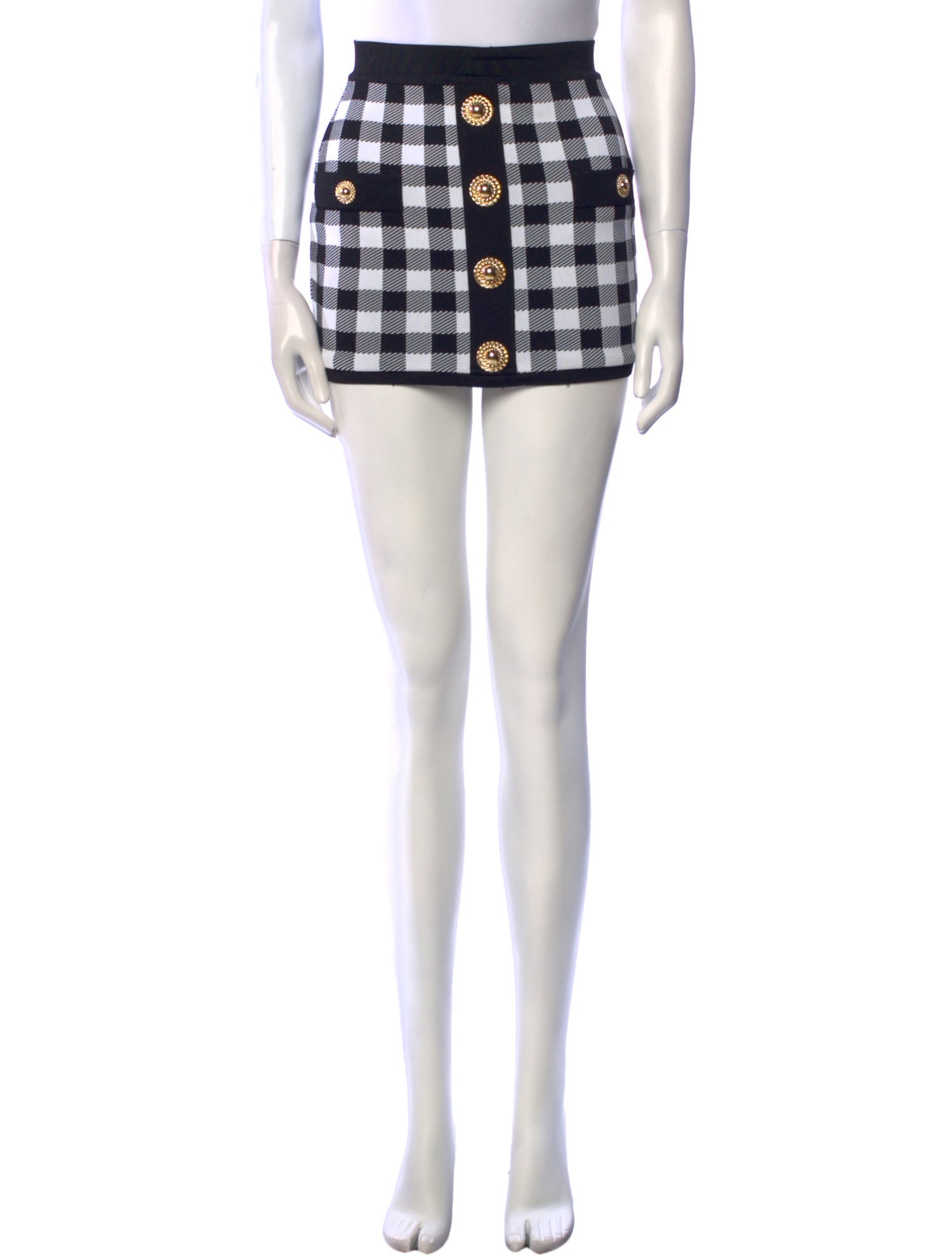 Balmain Plaid Print Mini Skirt
