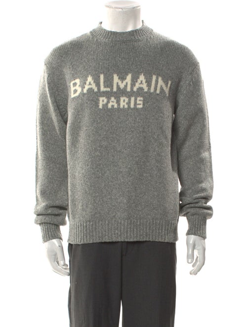 Balmain Merino Wool Graphic Print Pullover