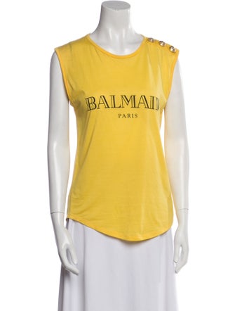 Balmain Graphic Print Scoop Neck T-Shirt
