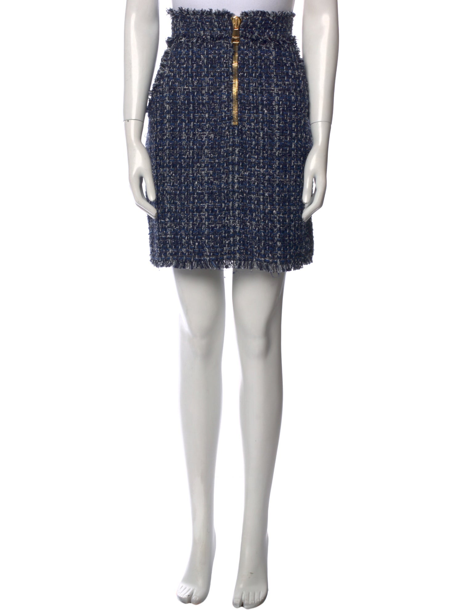 Balmain Tweed Pattern Knee-Length Skirt