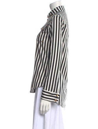 Balmain Striped Long Sleeve Button-Up Top
