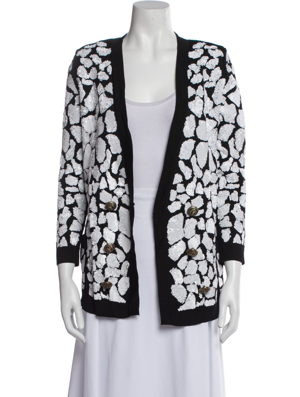 Balmain Evening Jacket White Patterned Sequin Emb… - image 1