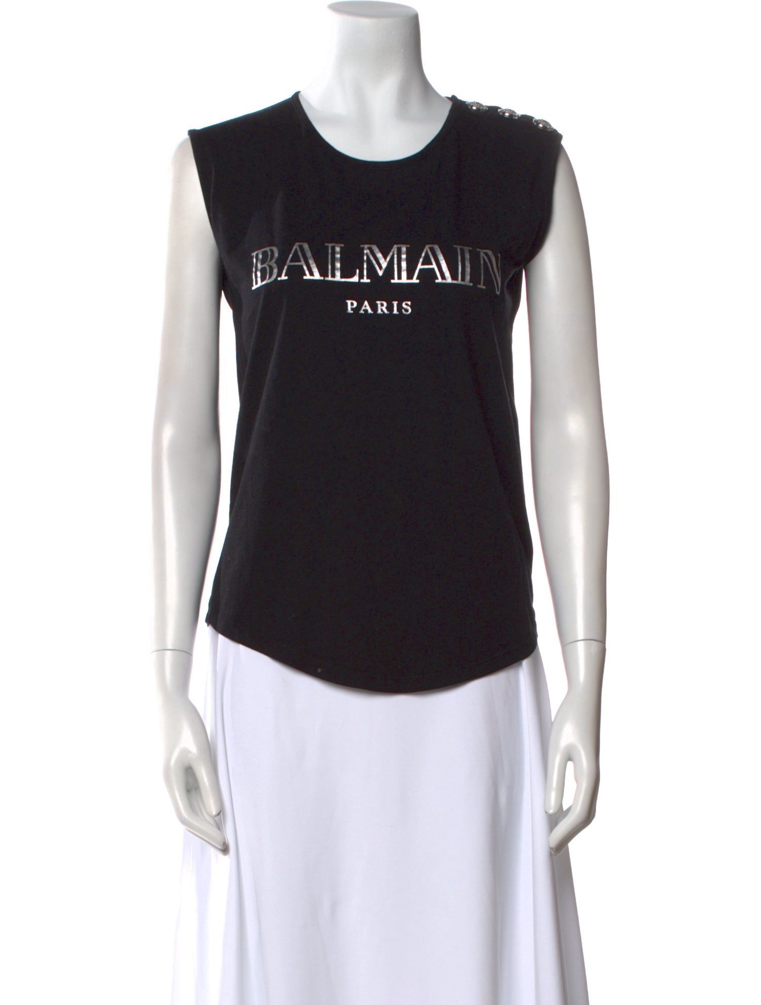 Balmain Graphic Print Scoop Neck Top