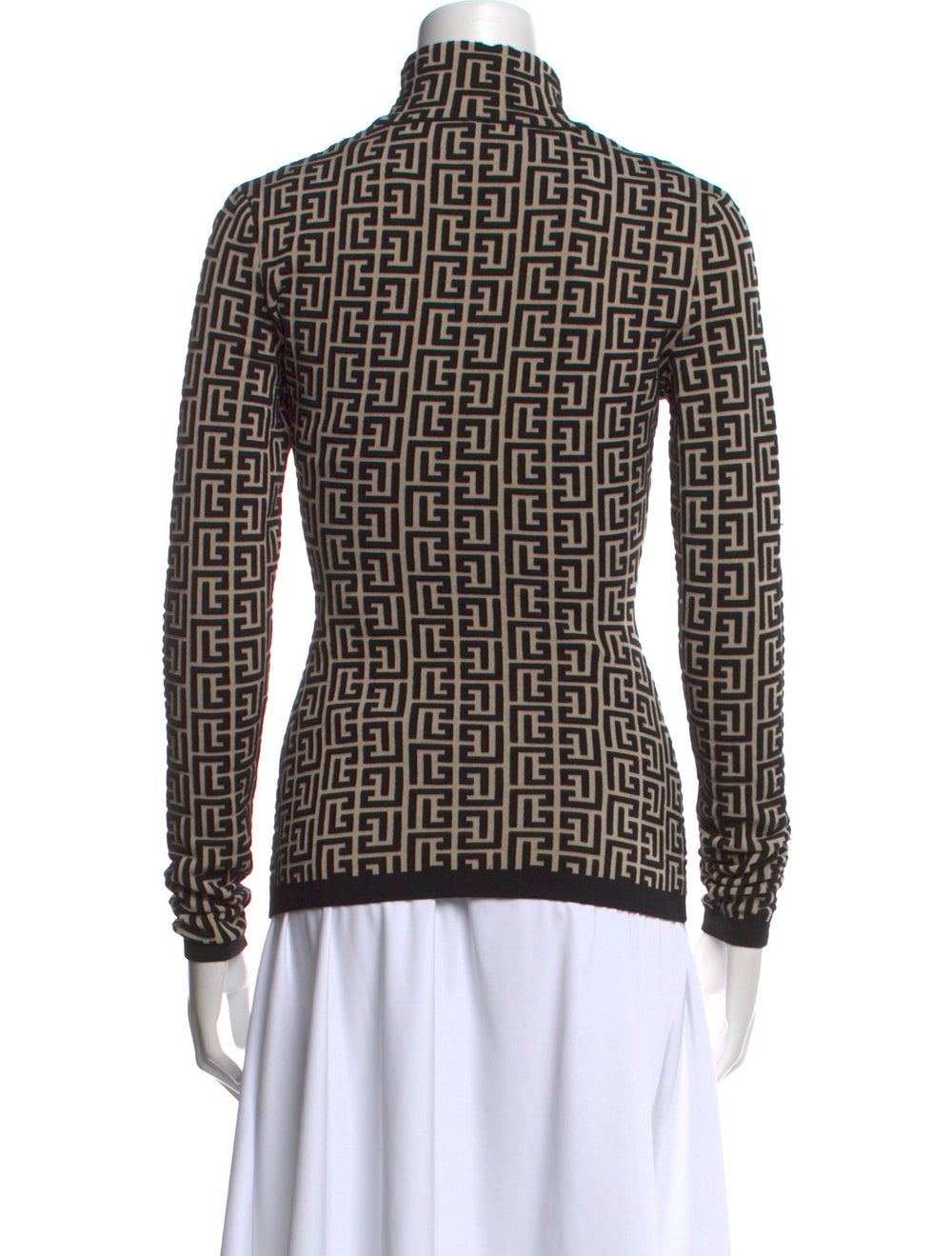 Balmain Wool Turtleneck Neutrals Monogram Pattern… - image 3