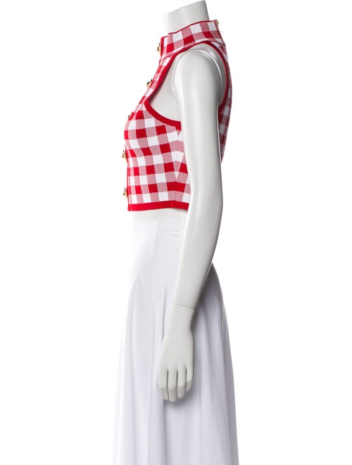 Balmain Plaid Print Halterneck Crop Top