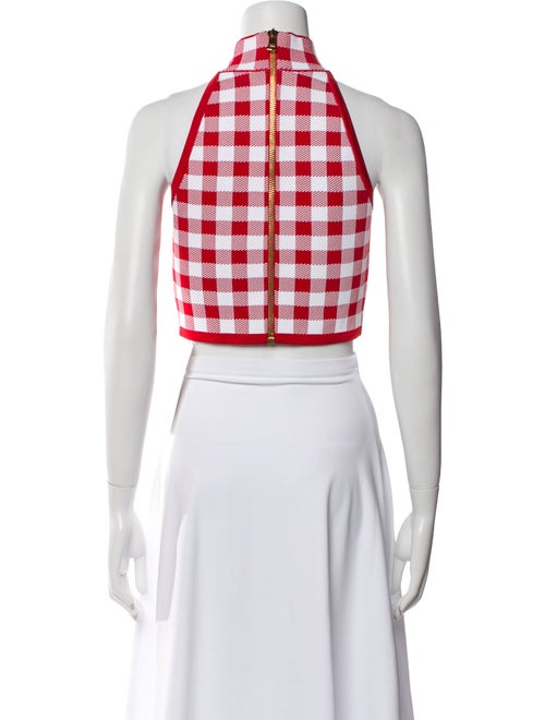 Balmain Plaid Print Halterneck Crop Top