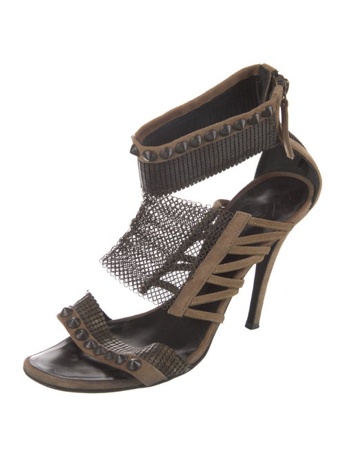 Balmain Suede Animal Print Sandals