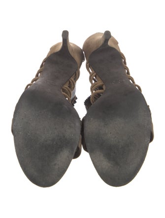 Balmain Suede Animal Print Sandals