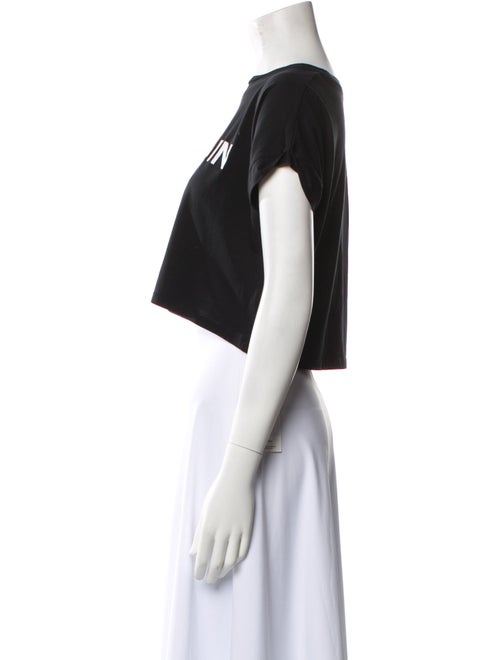 Balmain Graphic Print Crew Neck Crop Top