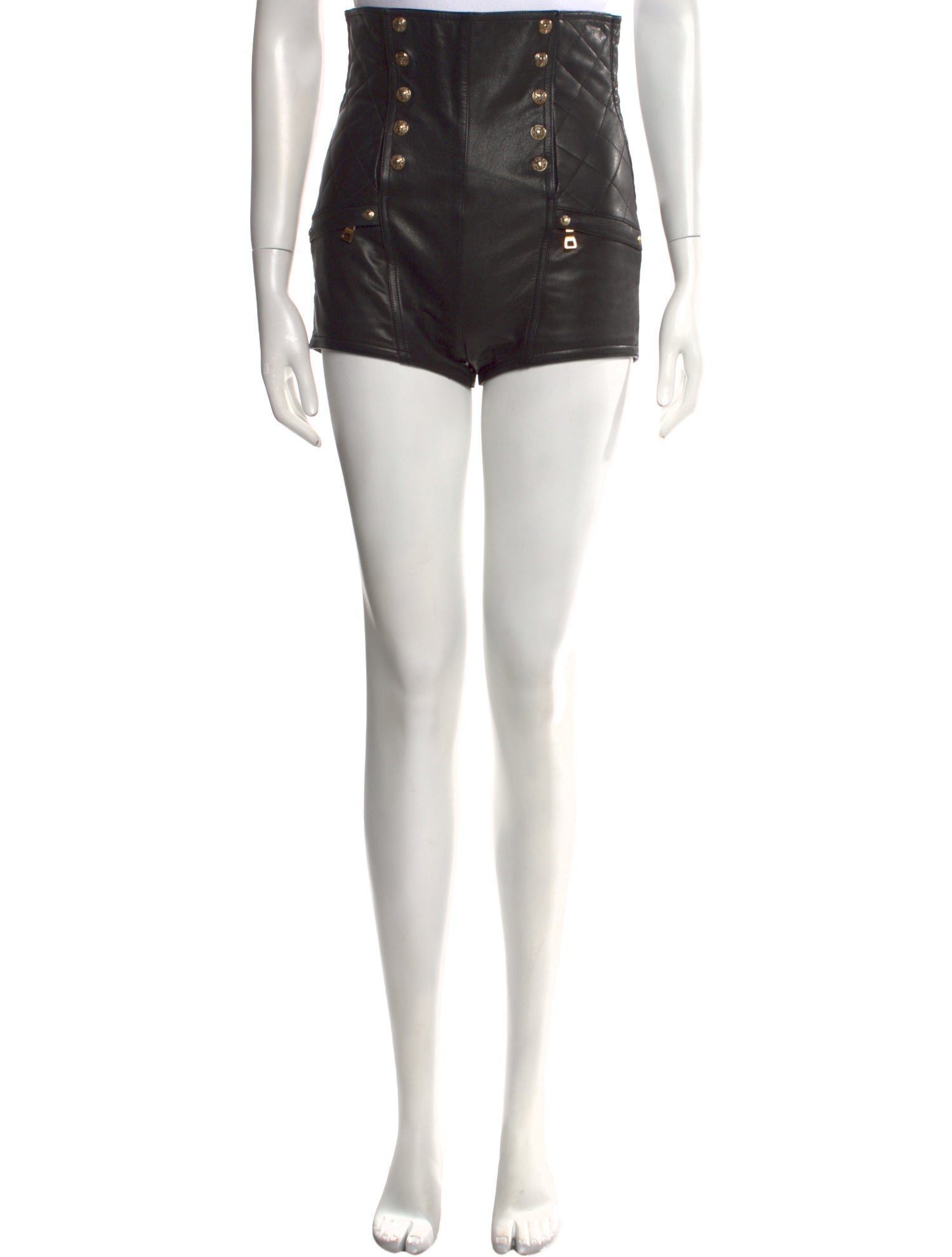 Balmain Goat Leather Mini Shorts
