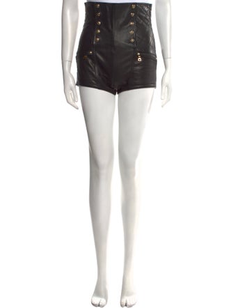 Balmain Goat Leather Mini Shorts