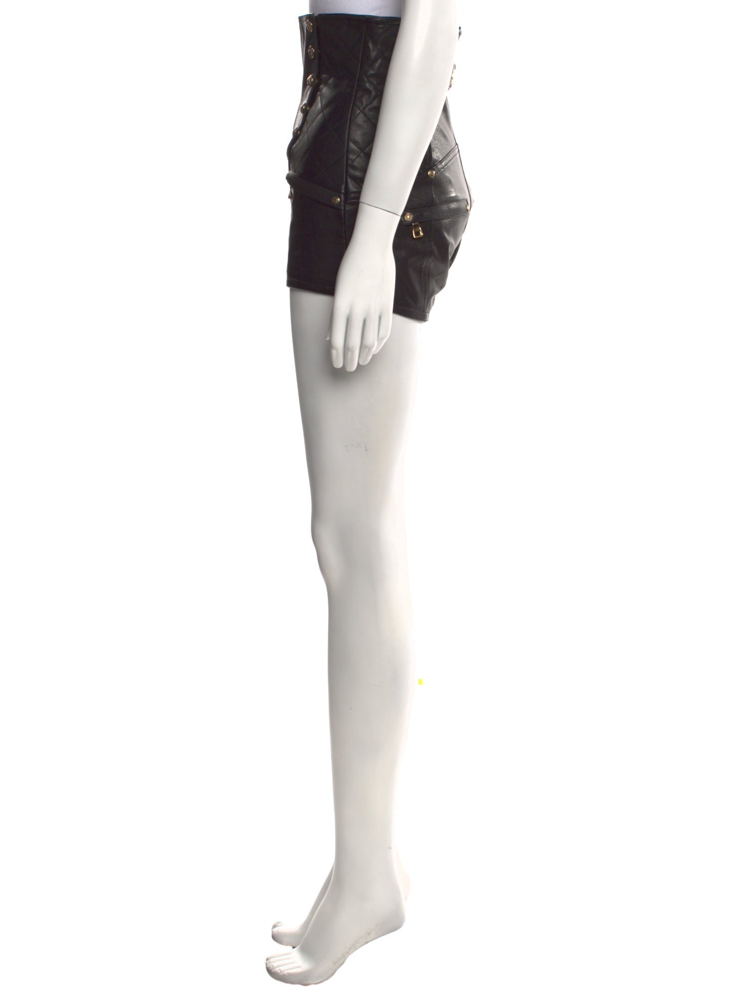 Balmain Goat Leather Mini Shorts