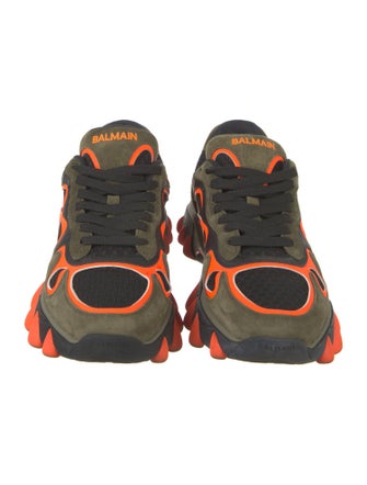 Balmain Suede Colorblock Pattern Athletic Sneakers