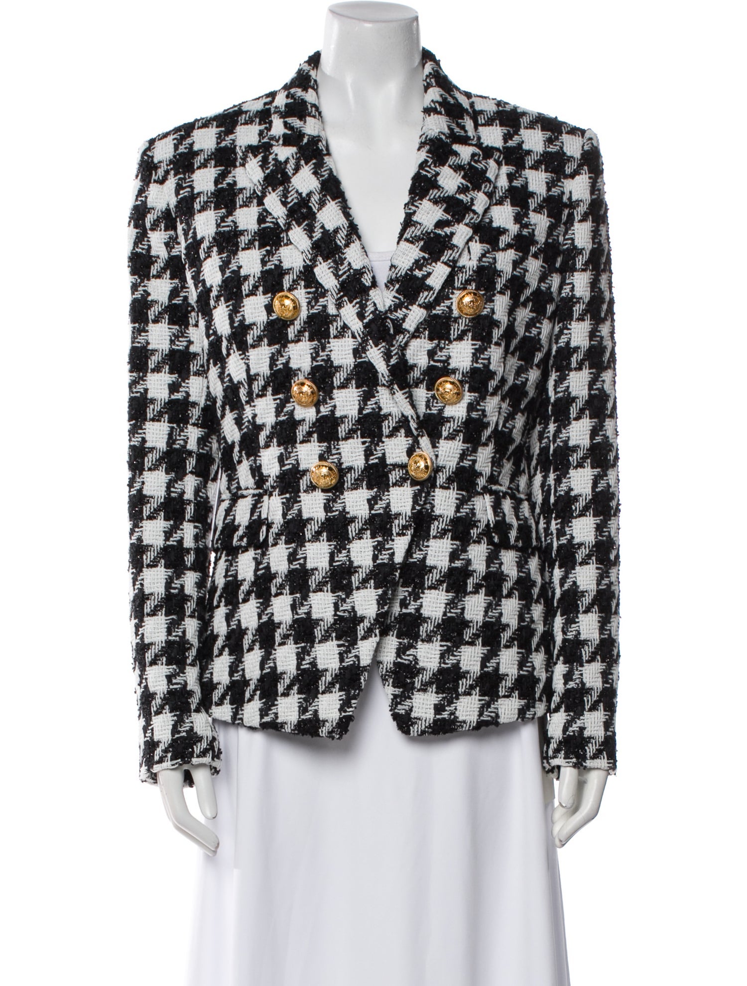 Balmain Tweed Plaid Print Blazer w/ Tags