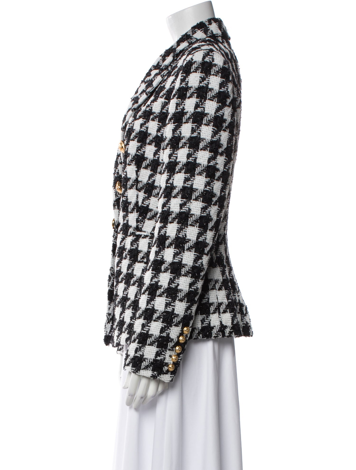 Balmain Tweed Plaid Print Blazer w/ Tags