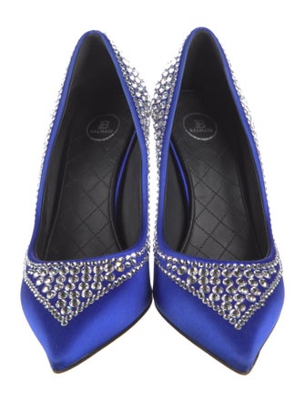 Balmain Satin Crystal Embellishments Pumps