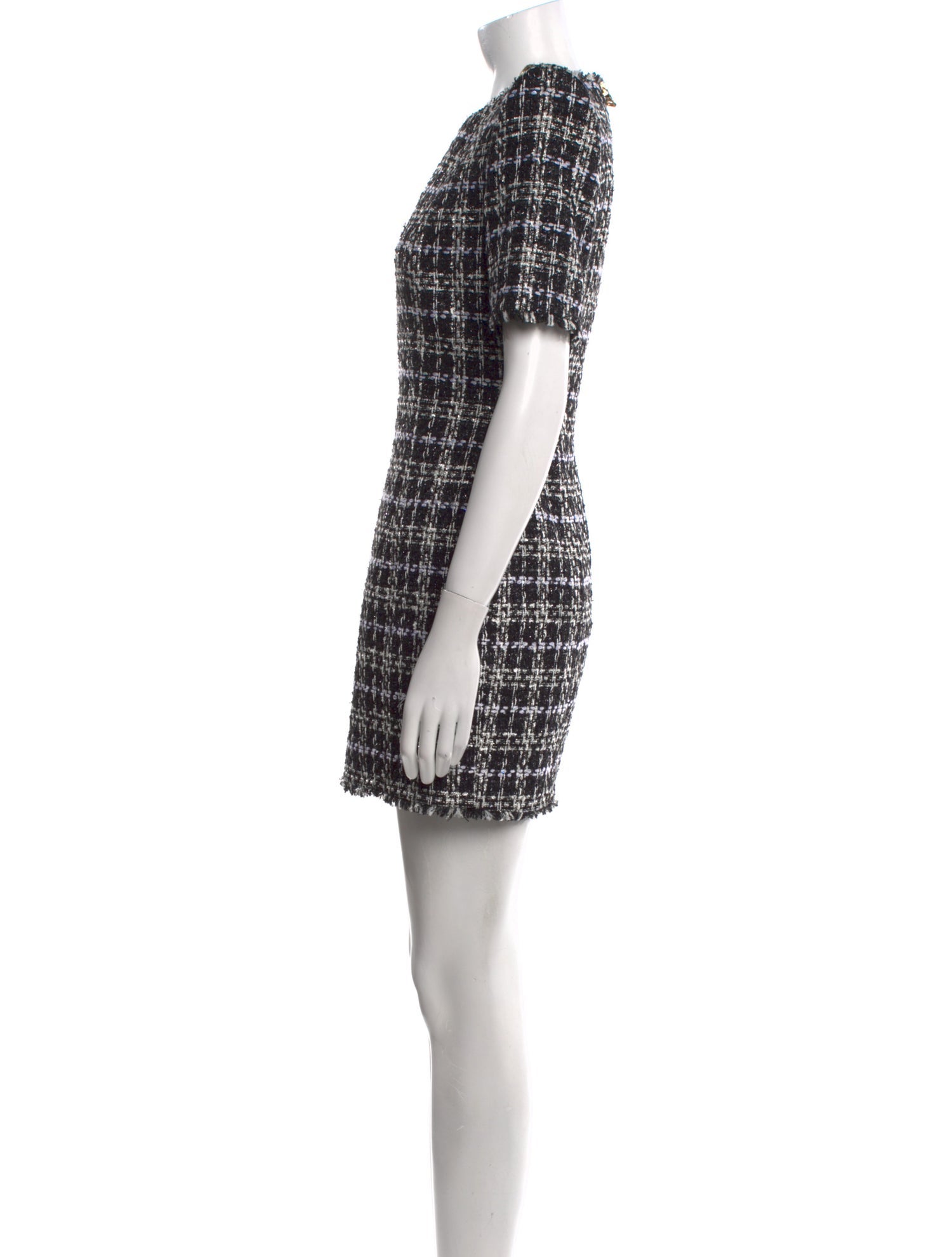 Balmain Plaid Print Mini Dress