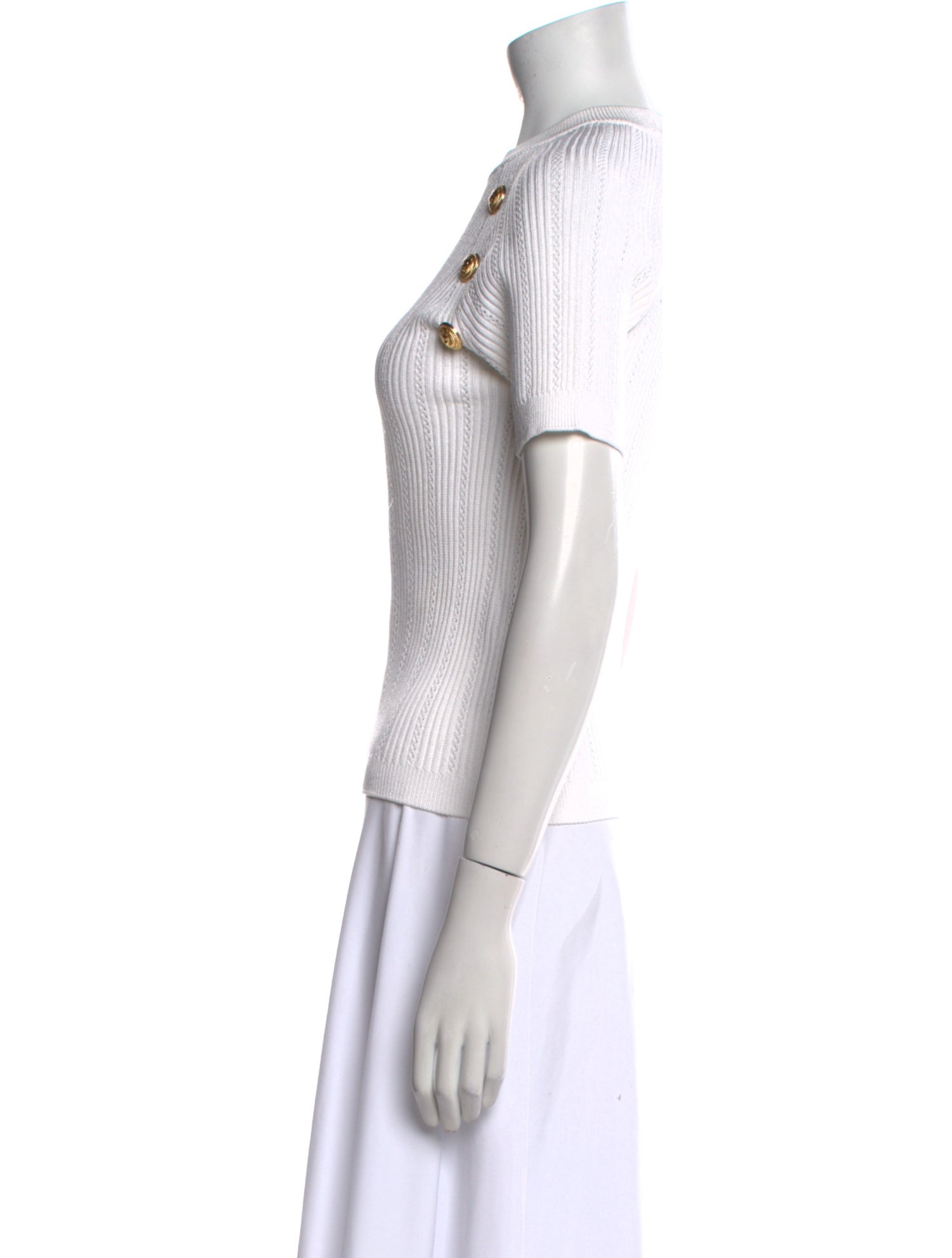 Balmain Mock Neck Short Sleeve Top